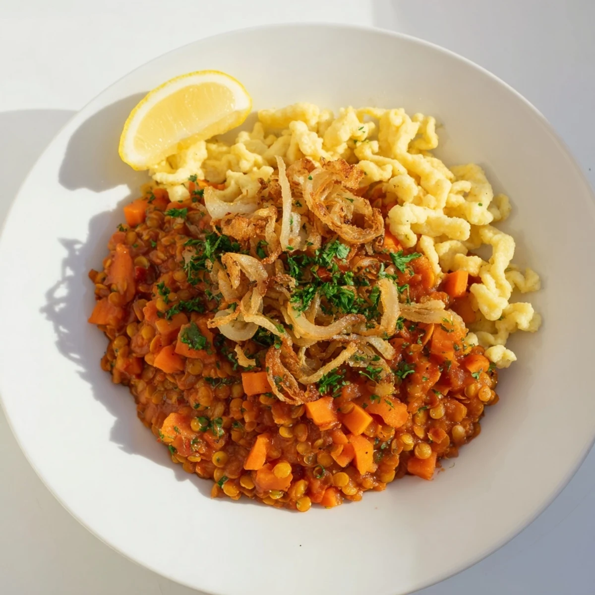Vegan Dahl & Spätzle Bowl