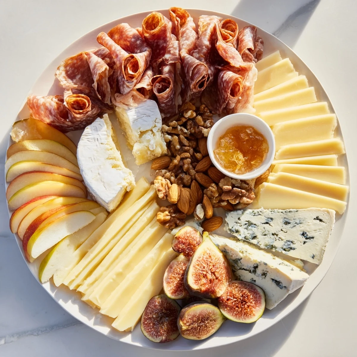 A beautifully arranged Wine & Food Pairing Platter, showcasing creamy cheeses and cured meats.