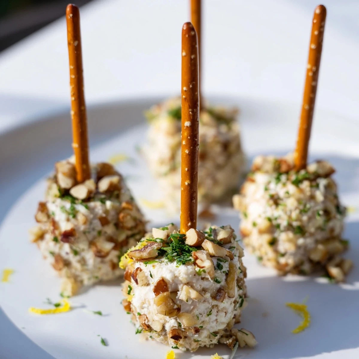 Champagne Cork Cheese Balls, festive appetizer with creamy cheese, herbs, and Champagne, ready to serve.