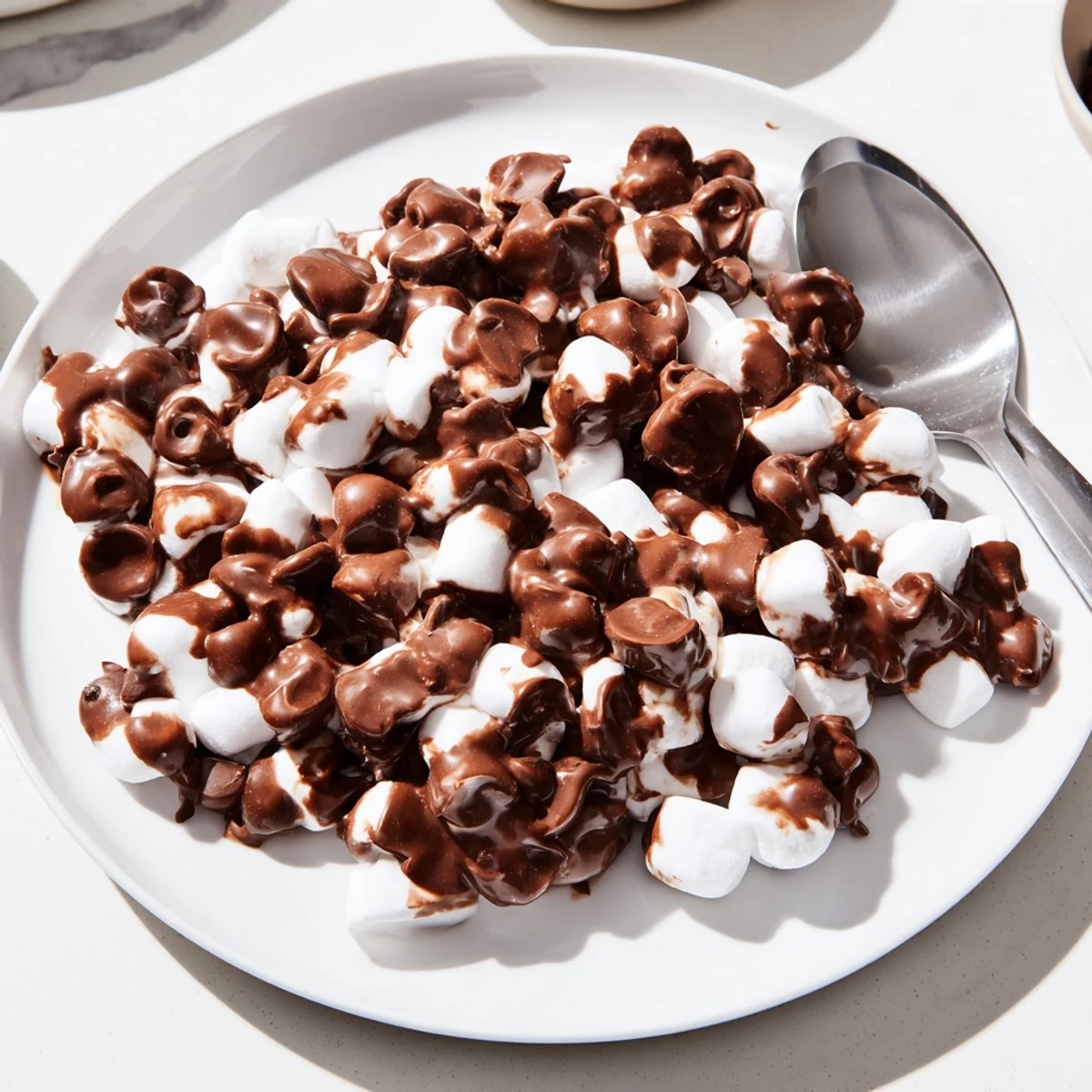 Mischmasch aus geschmolzenen Schokoladenstückchen und Mini-Marshmallows: So schnell und einfach wie ein süßer Genuss.