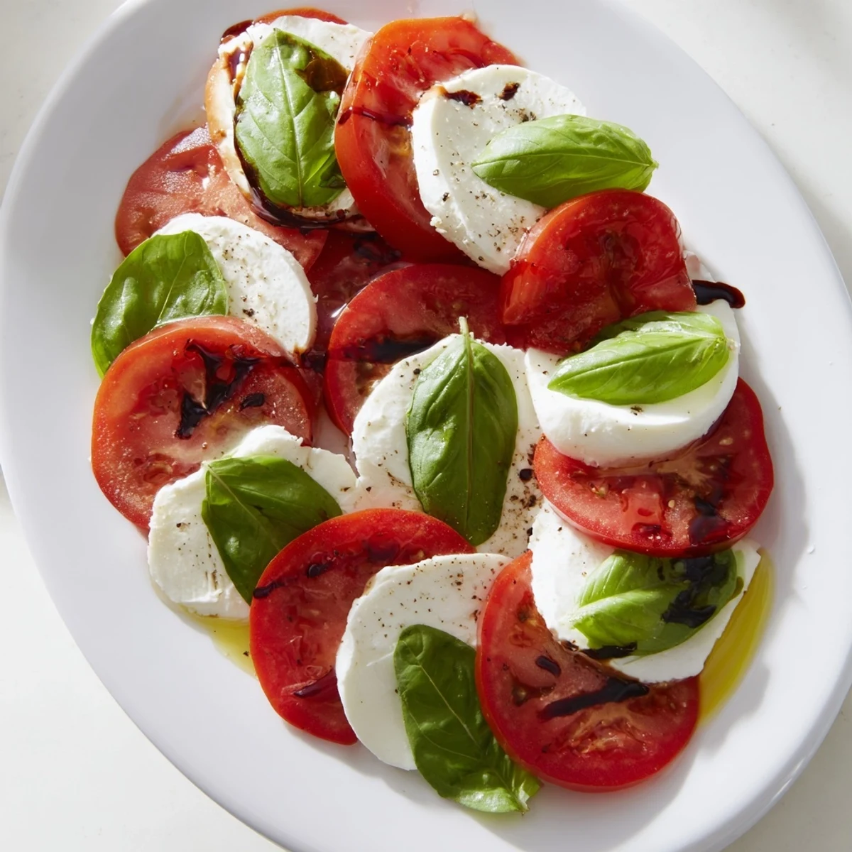 Fresh Sliced Tomatoes and Mozzarella Rounds, a delightful vegetarian starter, ready in minutes.