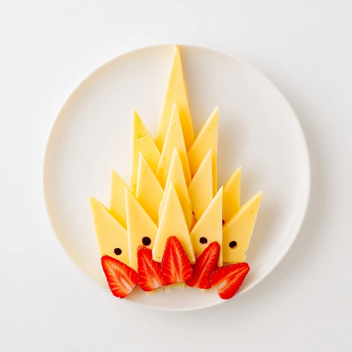 Picture a fun Retro Rocket: cheese rocket with strawberry flames ready for snack time.