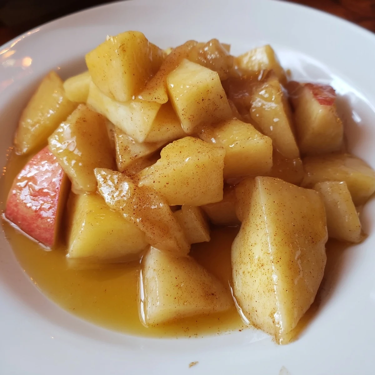 Naturally sweet slow cooker stewed apples with honey and cinnamon, perfect with yogurt or ice cream.