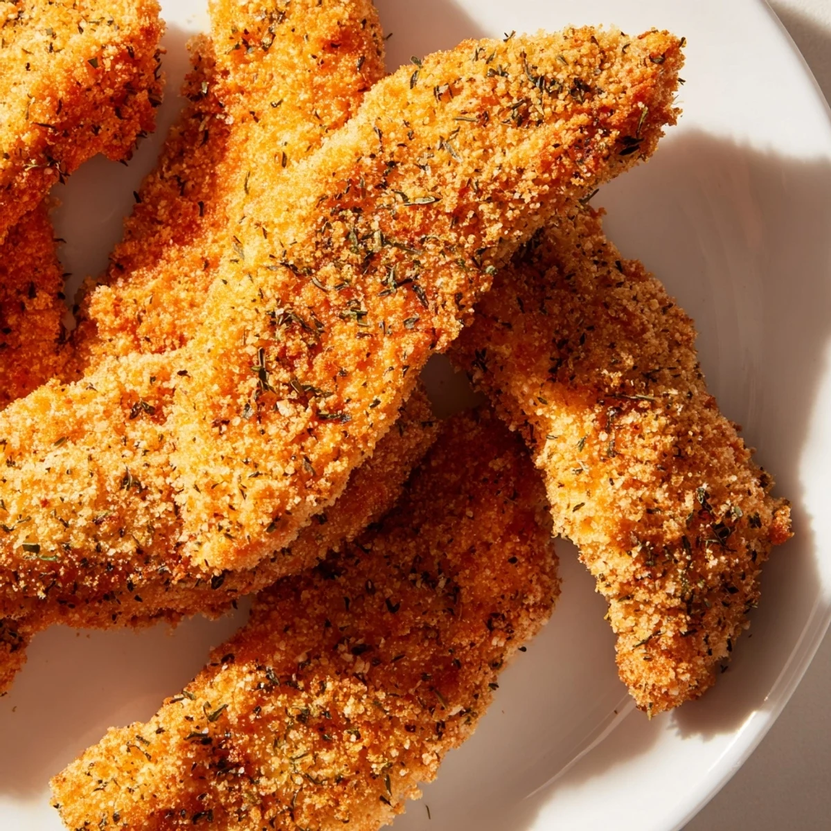 Crispy Panko Chicken Strips garen im Ofen mit goldenem, herzhaftem Krusten-Knusper für saftiges Fleisch und perfekte Familienmahlzeit.
