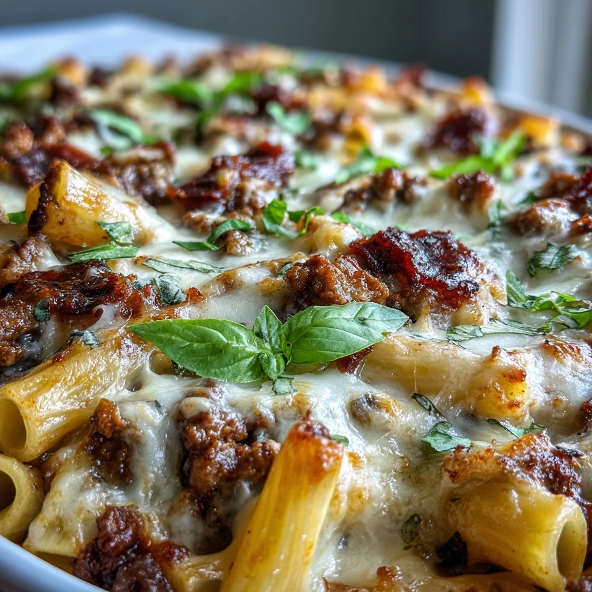 Deftiger italienischer Nudelauflauf mit Rindfleisch, viel Käse und herzhaftem Aroma.