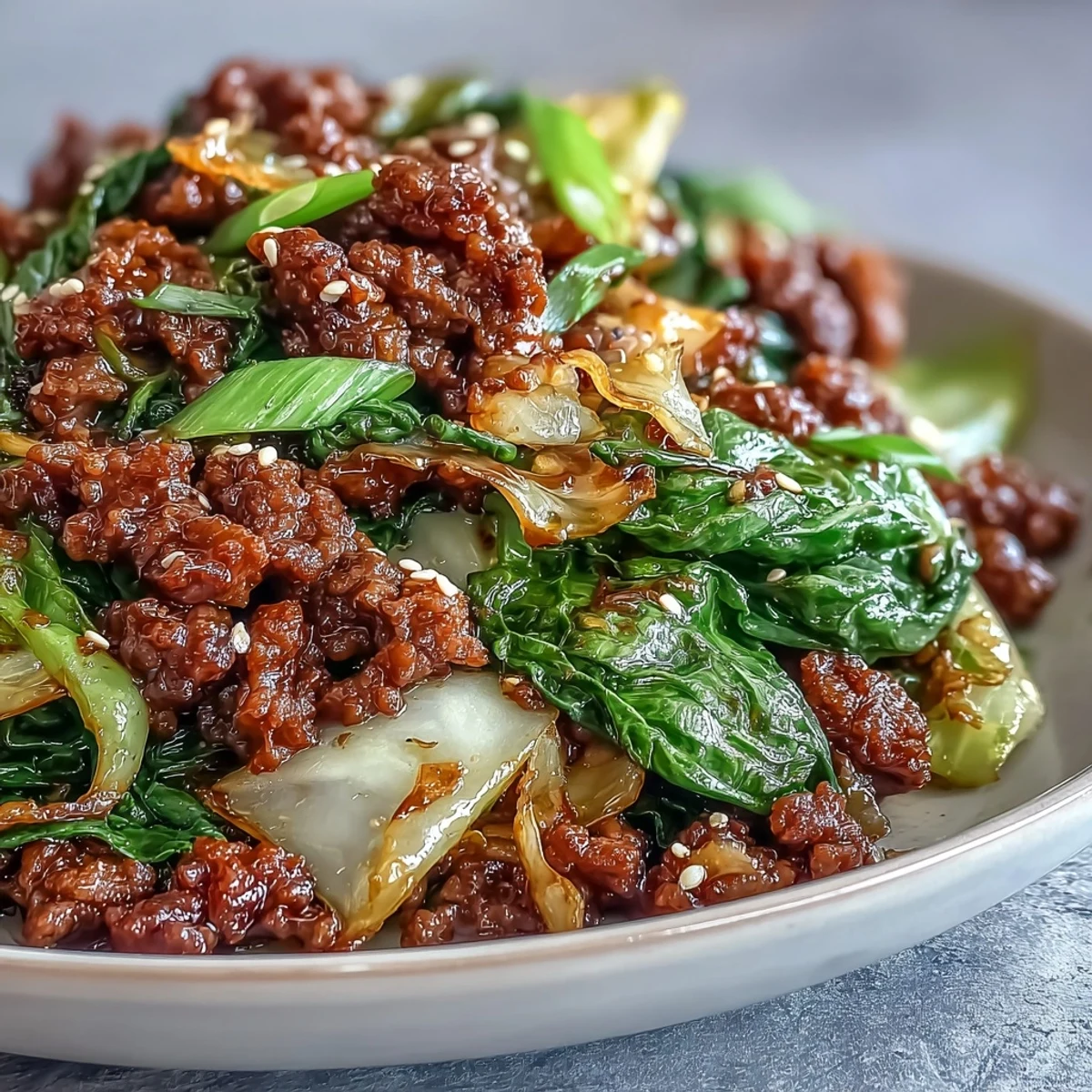 Quick and easy Chinese Ground Beef and Cabbage Stir-Fry with aromatic ginger and garlic, perfect for a healthy weeknight dinner.