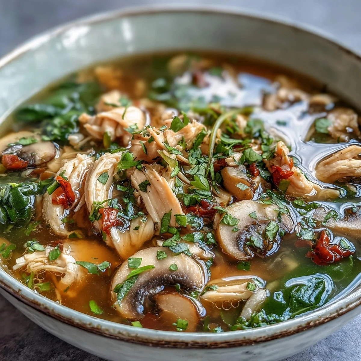 Serving of Tom Yum Soup garnished with green onions and cilantro, alongside lime wedges and steamed rice.
