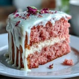 Festlicher Rosé Velvet Cake für Brautpartys, mit süßen Goldakzenten verziert.