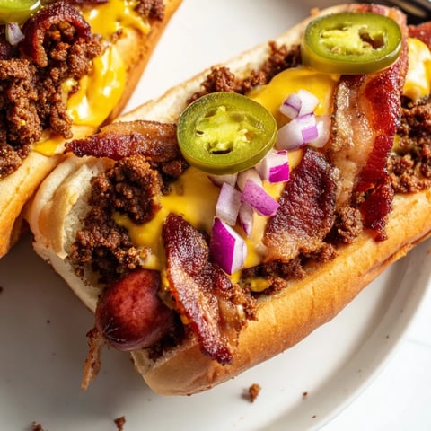 Juicy Mexican Hot Dogs with crispy bacon and spicy jalapeños, ready to serve with toppings.