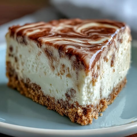 Rundes Stück Hojicha Cheesecake mit braunem Teewirbel auf Graham Cracker Kruste, cremig und duftend, perfekt als japanisches Dessert.