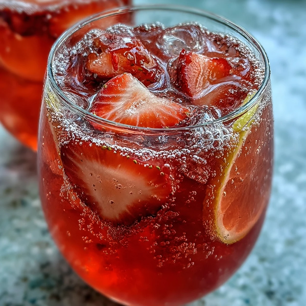 Ein erfrischender, prickelnder Mocktail aus frischen Erdbeeren, Zitronensaft und kaltem Mineralwasser – ideal für heiße Sommertage.