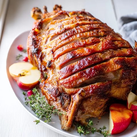 Close-up of a beautifully roasted Festive Roast Goose, glistening with savory five-spice glaze.