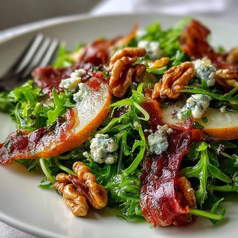 Frisée Birne Blauschinken Salat