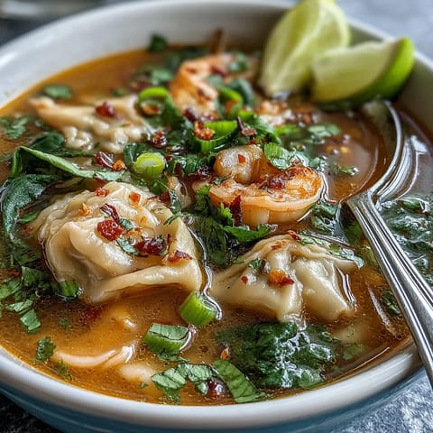 Tom Yum Wonton Suppe
