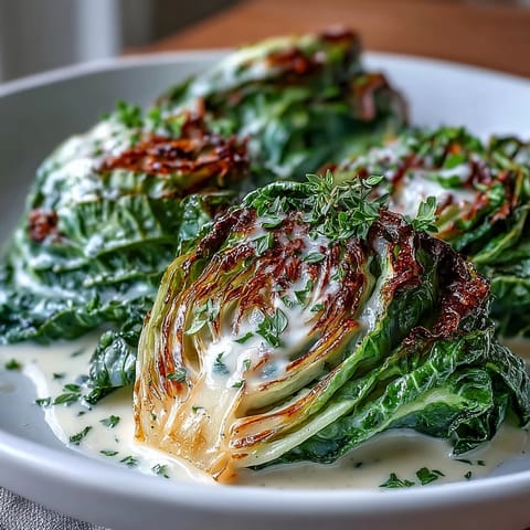 Ein dampfendes Herby Cabbage in Parmesan Broth-Gericht mit geschmolzenem Käse und gehackten frischen Kräutern.  