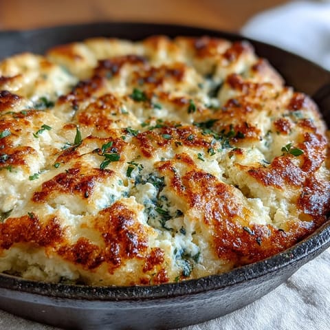 Fluffy Cottage Cheese Flatbread mit Goldbrauner Kruste und frischen Kräutern