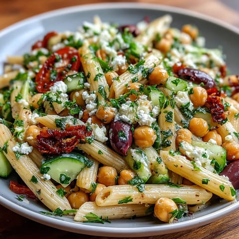 Mediterrane Kichererbsen Pasta Salat #311