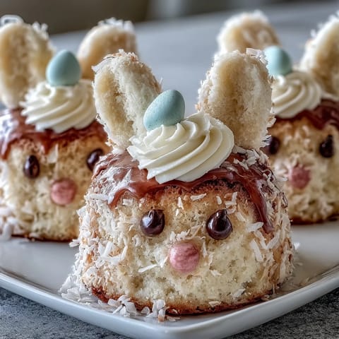 Süße Mini-Osterhasen-Kuchen mit fluffiger Buttercreme und bunten Dekorationen, perfekt für Kinderpartys.