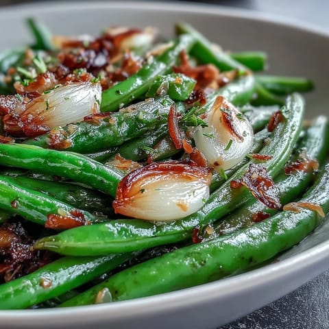 Geröstete grüne Bohnen Knoblauch