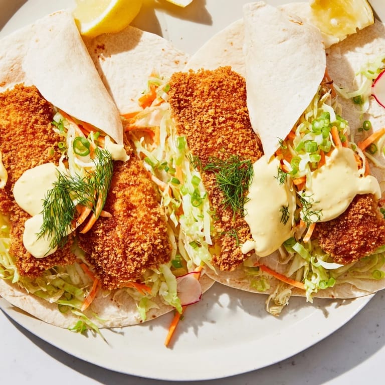 Golden-brown pork schnitzel tacos with a tangy sauerkraut slaw, offering unique German-Mexican flavors you’ll love.