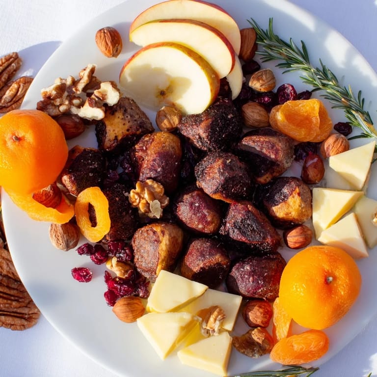 A colorful Squirrels Acorn Hoard Platter, perfect for sharing, features roasted acorns and fall treats.