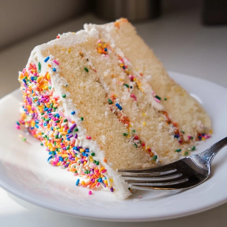 Enjoy a delicious Happy Birthday Cake slice, a perfect vanilla dessert for any party or special day at home.