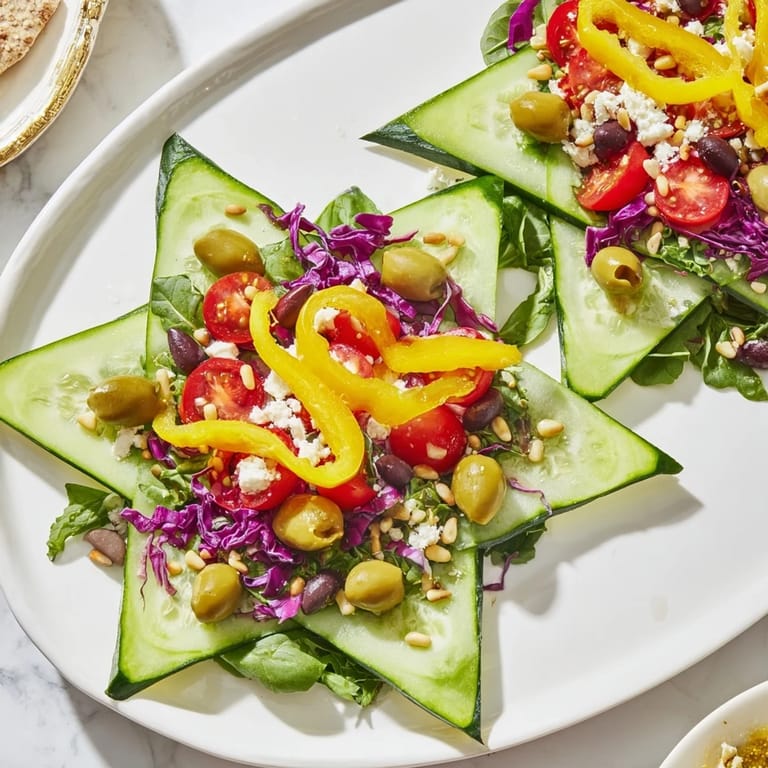 This beautiful Star of David Salad Platter is a festive, gluten-free vegetarian appetizer for serving.