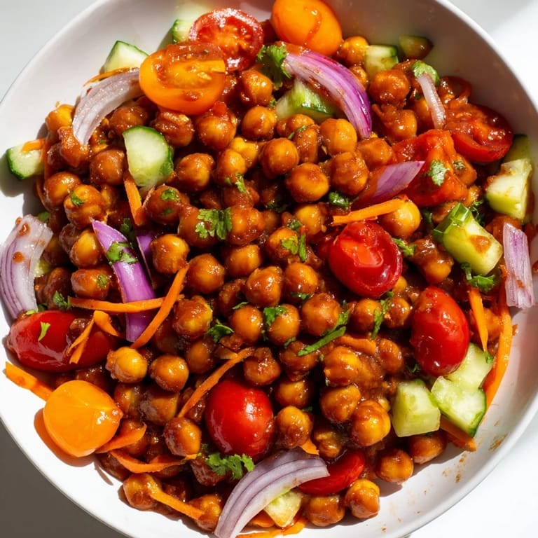 A fresh, vibrant BBQ Chickpea Salad, perfect for a summer lunch with zesty dressing.