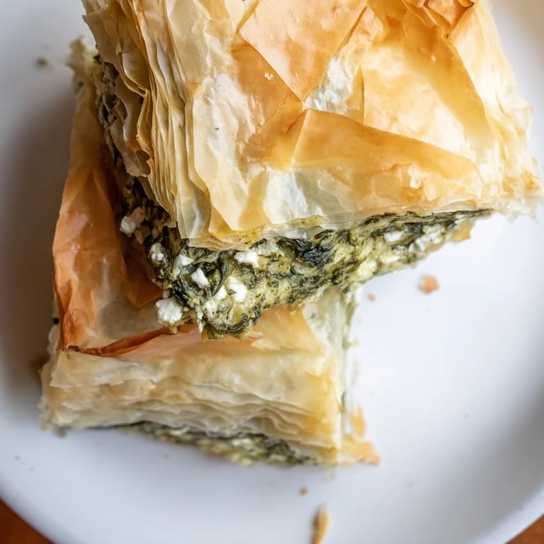 Flaky layers of phyllo embrace the flavorful spinach and feta in this baked spanakopita.