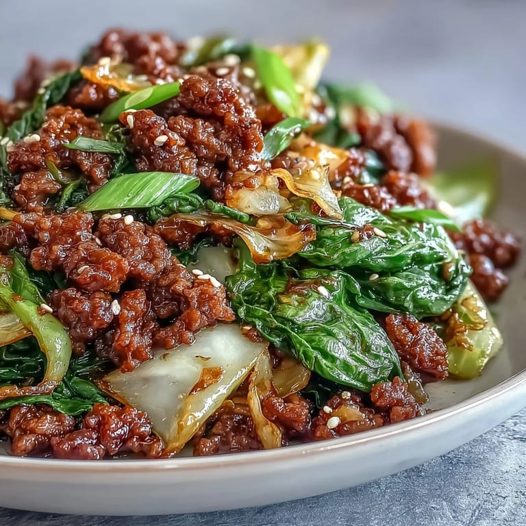 Quick and easy Chinese Ground Beef and Cabbage Stir-Fry with aromatic ginger and garlic, perfect for a healthy weeknight dinner.