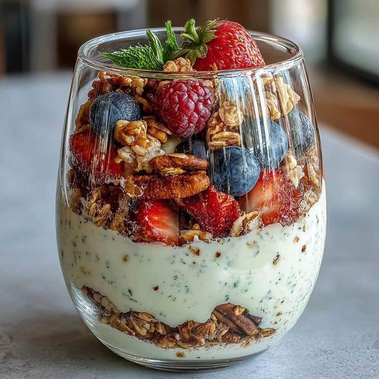 Genieße dieses Hojicha Panna Cotta Parfait: eiskalt mit aromatischem Tee und Früchten.