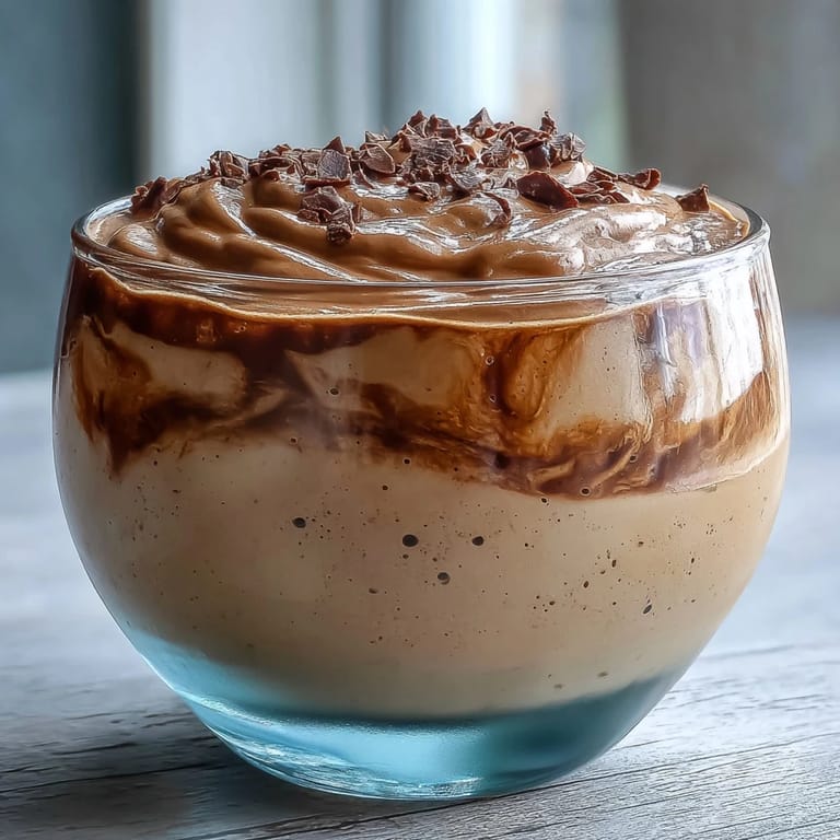 Servierfertige Hojicha Mousse neben halbierter Erdbeere und Teeblättern, perfekt für japanische Dessert-Liebhaber im Home-Style.