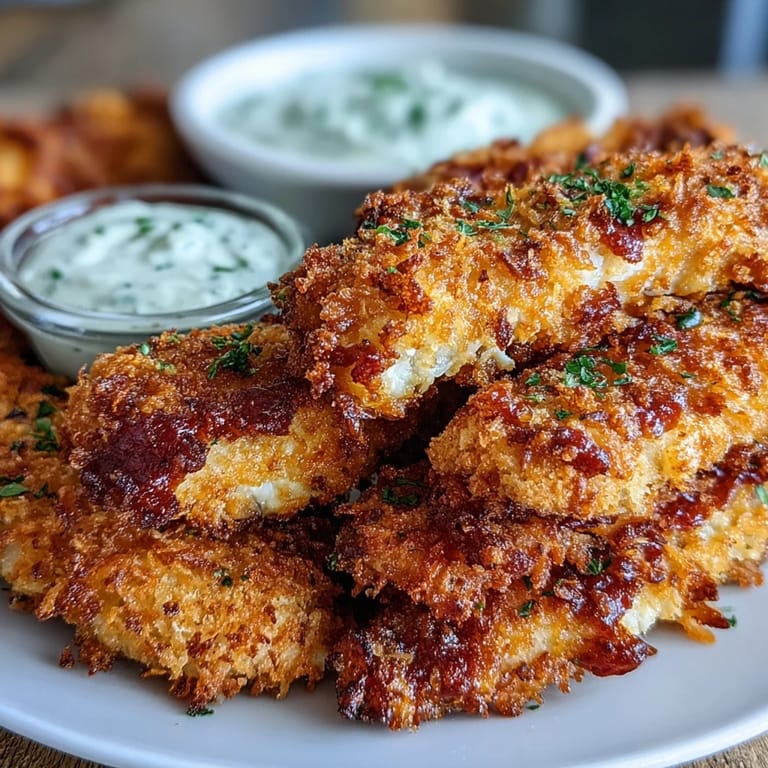 Saftige Crispy Baked Chicken Parmesan Fries aus dem Ofen, goldbraun und serviert mit würziger Marinara.