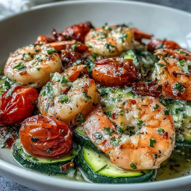 Succulent pink shrimp and vibrant veggies tossed in lemon butter sauce, served with lemon wedges on the side.