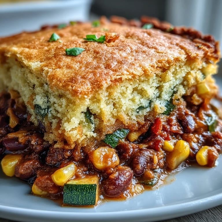 Köstliche vegane Taco-Pfanne mit schwarzen Bohnen und aromatischem Gemüse, belegt mit knusprigem, goldbraunem Maisbrot.