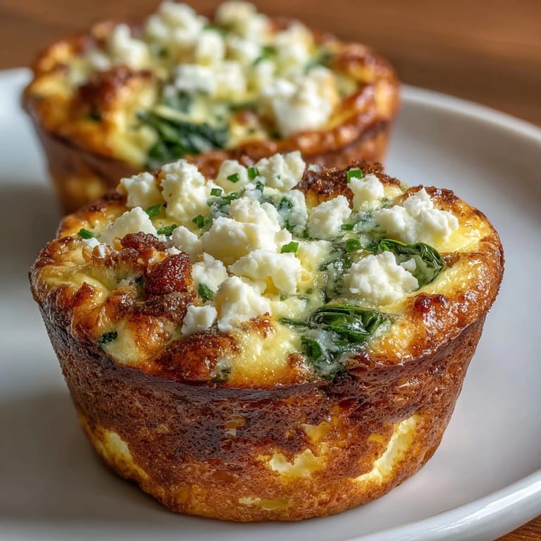 Proteinreiche Spinat-Feta-Ei-Muffins, goldbraun gebacken und ideal für eine gesunde, kohlenhydratarme Ernährung.