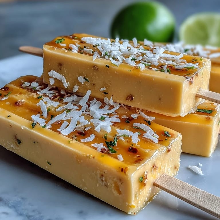 2. Gefrorene Köstlichkeit mit reifer Mango, cremigem griechischem Joghurt, Limette und Kokosraspeln – ein leichtes Dessert.