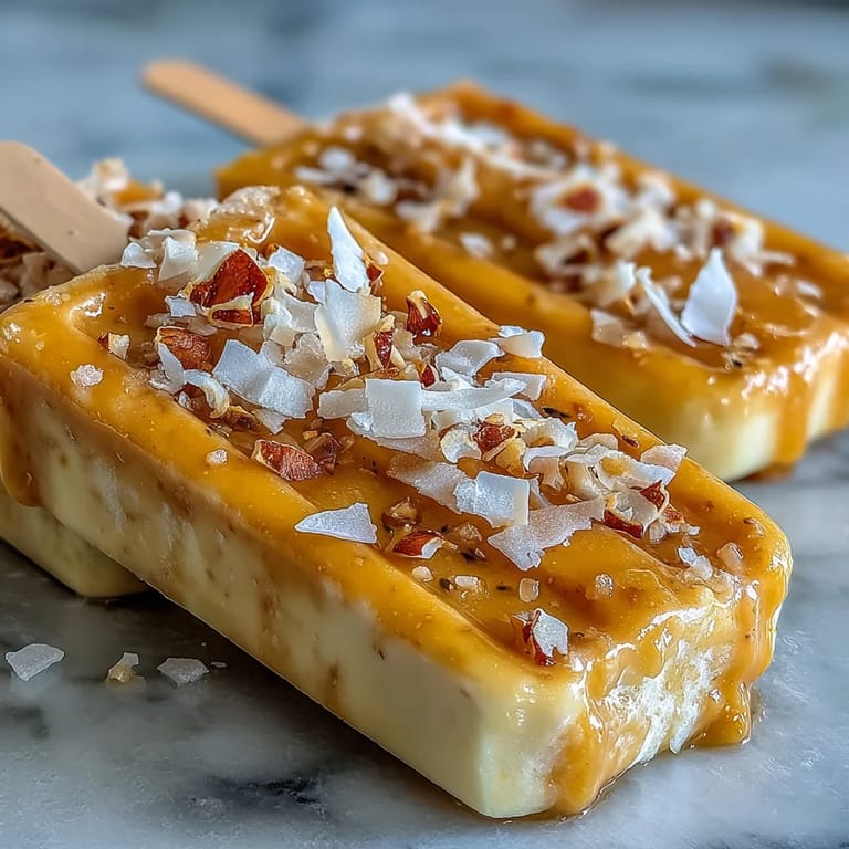 3. Kühle Mango-Kokos-Popsicles mit griechischem Joghurt und Limette, ein gesunder Genuss für heiße Tage.