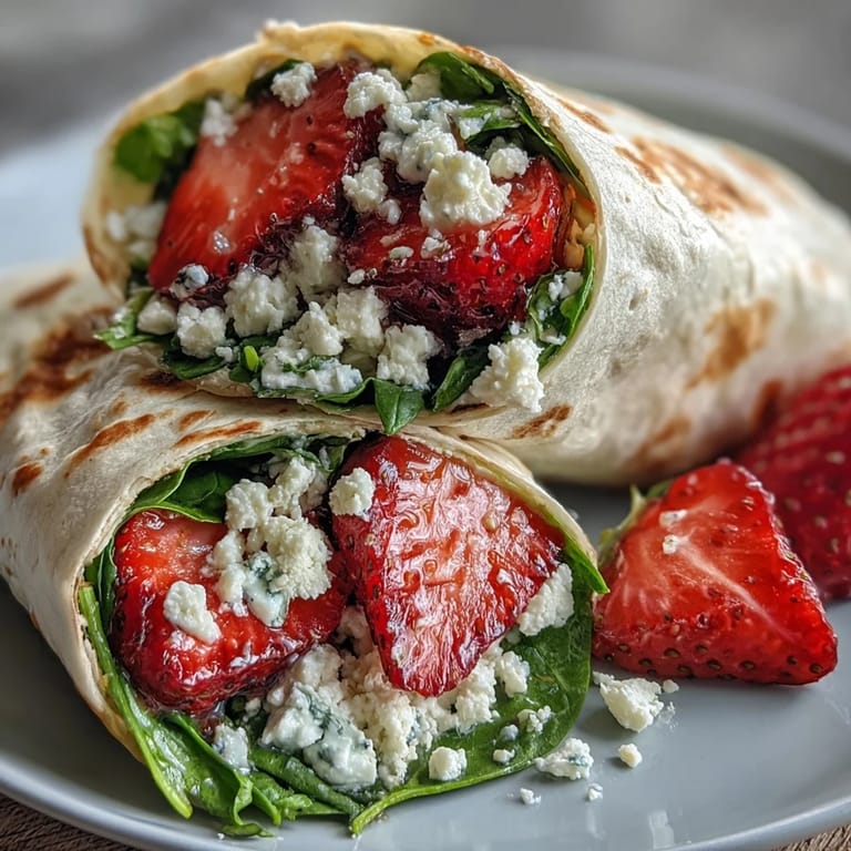 3. Leckere Erdbeer-Spinat-Wraps mit Ziegenkäse, knackigem Gemüse und fruchtiger Balsamico-Note.