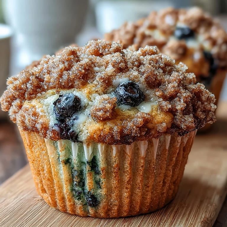 2. Sauerteig-Muffins mit frischen Blaubeeren und Zitronengeschmack, verziert mit einer buttrigen Streuselhaube – ideal für Genießer.