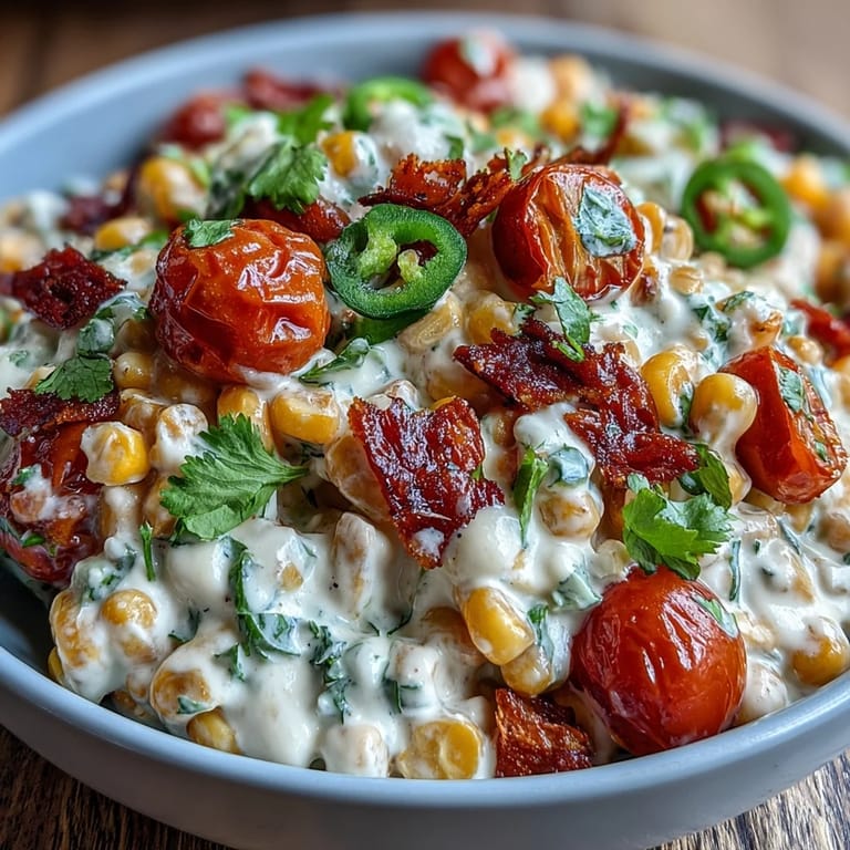 2. Frischer Maissalat mit Jalapeño und Limette: Knackige Zutaten in sahniger Sauce für ein erfrischendes Beilagensalat-Erlebnis.