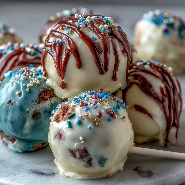 Festliche Kuchenpops in den Schulfarben, mit goldenen Streuseln verziert.