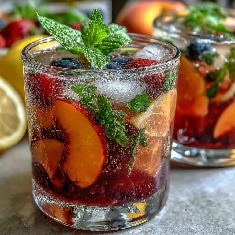 Festlicher Limonadenstand mit selbstgemachten Erdbeer-, Heidelbeer- und Pfirsichsirupen, perfekt für Sommerpartys und anpassbare Getränke.