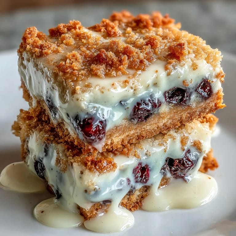 Süße White Chocolate Lemon Blueberry Blondies daneben, mit Blaubeerdots und Schokostückchen.