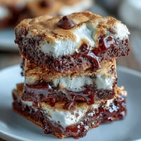 S'mores-Brownie-Mix-Kekse mit Marshmallows obenauf, goldbraun gebacken und mit Schokoladenstückchen garniert.